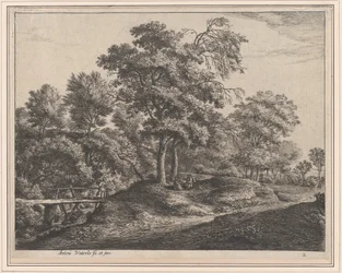 A Peasant Woman and Daughter on a Small Wooden Bridge, 17th Century