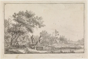 Three Anglers on the Small Bridge (No. 7 from a Series of 12 Prints)
