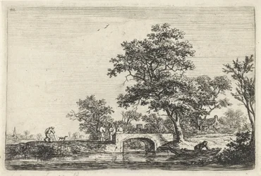 Figures by a Stone Bridge
