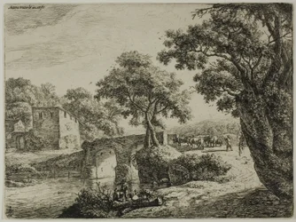Herd Near a Stone Bridge