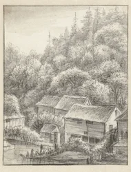 Houses Against a Wooded Slope