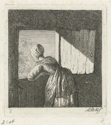 Woman Leaning on a Half-Door