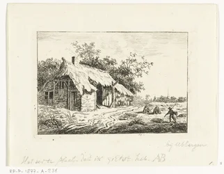 Farmer Making Hay in Front of a Farmhouse in Ubbergen