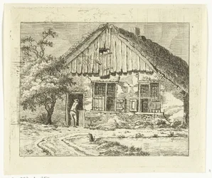 Man Leaning on the Lower Door of a Farmhouse (title on object) at Staphorst