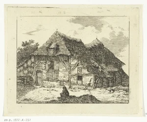 Man Sitting on a Hillock in Front of a House in Staphorst