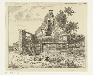 Reed Cutter in Front of the Ruins of the House Snaatburg in Maarssen