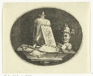 Still Life with Palette, Painting, and Bust of Mercury