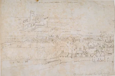 Sheet of studies of the Palaces of Hampton Court, Richmond and surrounding Countryside