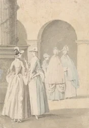 Ladies Beside a Column and Arcade