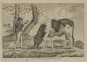 Shepherd with Cow (Studies of Cows, Sheep, and Goats)