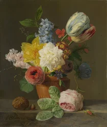 Still Life with Flowers and Nuts. Around 1830