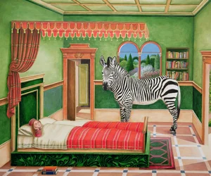 Zebra in a Bedroom
