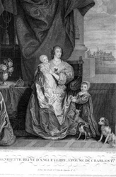 Queen Henrietta Maria with Two of Their Children, Engraved by Henry Bonnefoy