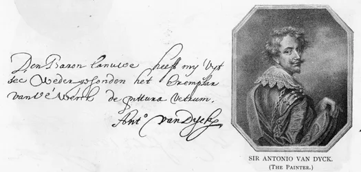 Handwriting and signature of Van Dyck, 14 August, 1636