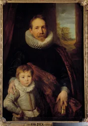 Portrait of a father and his son or 