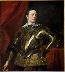 Portrait of Young General with Golden Armor