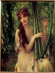 Music (Portrait of Agathe Calmel). Painting by Ernest Hébert (1817-1908)