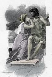 Odyssey by Homer: Odysseus and Penelope. Illustration by Antoine Calbet for 
