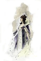 Portrait of the Queen of Sweden Desiree Clary in 1818 Drawing by Antoine Calbet from 