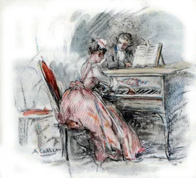 Werther Admiring Charlotte Playing Harpsichord