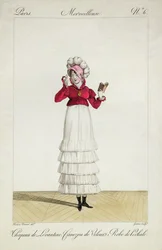 A Lady in a Levantine hat, a tiered skirt and a velvet jacket, plate 6 from the 