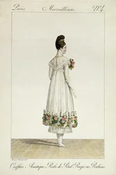 A Lady with an Asiatic Hairstyle in a Balldress Trimmed with Ribbons, Plate 4 from the 