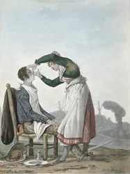A Collier Having a Shave