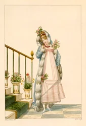 Ballgown with ermine edged cape, illustration from 