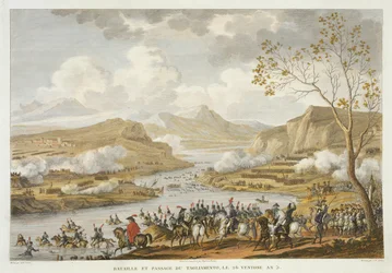 The Battle and Crossing of the Tagliamento, 26 Ventose, Year 5 (March 1797) engraved by Jean Duplessi-Bertaux