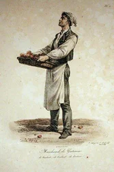 The Cake Seller, number 1 from The Cries of Paris series, engraved by Francois Seraphin Delpech