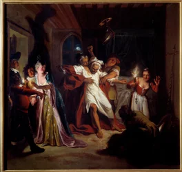 Sleeping Don Quixote fights the skins. 