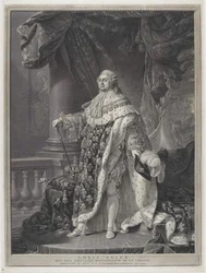 The Coronation - Portrait of King Louis XVI in Coronation Regalia, engraved by Charles-Clément Bervic (1756-1822)