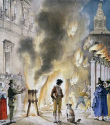 Little fireworks at Palazzo Madama, by Antoine-Jean-Baptiste Thomas, print taken from Un an a Rome et dans ses environs