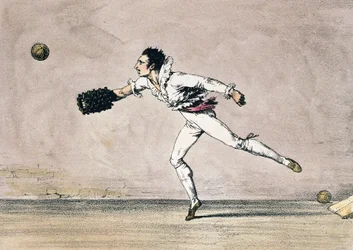 The ball game, colour lithograph from One year in Rome and its surroundings