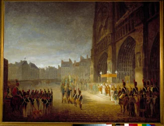 The Benediction of the Flags on the Square of the Cathedrale Notre Dame de Paris in 1804