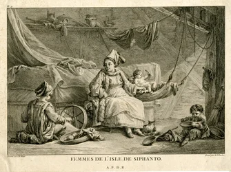 Women of the Isle of Siphanto, after Jean-Baptiste Hilair