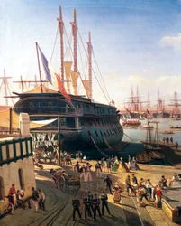 Merchant ship in the port of Toulon