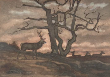 Deer and Tree Against Sunset, 1810-1875