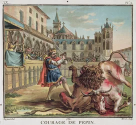 The Courage of Pepin, engraved by Jean Baptiste Morret