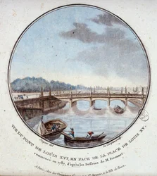 View of the bridge of Louis XVI, opposite the place of Louis XV, started in 1787 according to the drawings of Mr. Peronnet