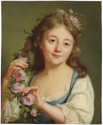 Young girl with a garland of roses