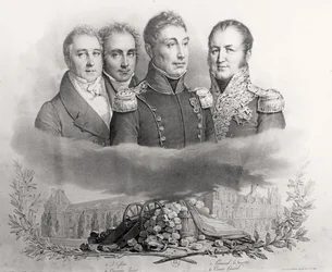 The Provisional Government of 29th July 1830. L to R: Jacques Lafitte, Casimir Perier, General Lafayette and Comte Etienne Maurice Gerard, 1831