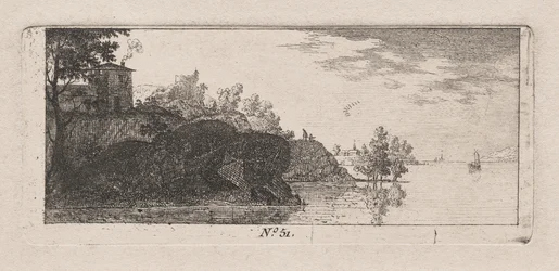 Cottage on a Rocky Promontory along a River