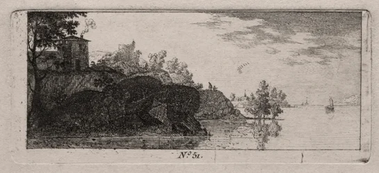 Cottage on a Rocky Promontory along a River