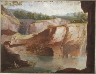 Quarry with Seated Sage, Man and Woman