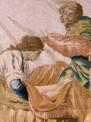 Flemish tapestry. Series Story of Theseus. Bacchus takes Ariadne as his wife. Ninth tapestry in the series. Model Anthonis Sallaert. Manufacture Jan Raes the Younger, Brussels. Ca 1630