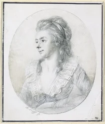 Lady in profile to the left, in an oval