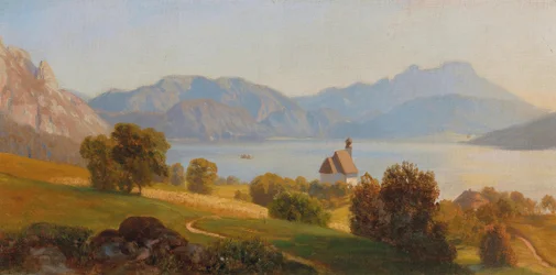 Steinbach on the Attersee with the Schafberg