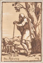 Elderly Shepherd Leaning on a Staff