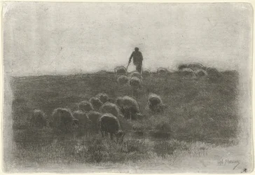 Shepherd with Flock of Sheep